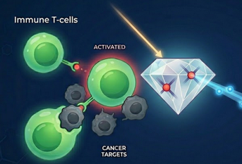 Quantum sensing of immune T-cells interacting with cancer targets